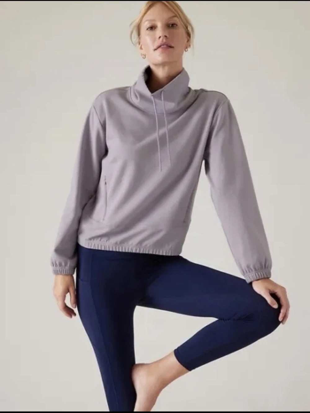 Athleta Triumph Funnel Neck Oversized Sweatshirt Starlily Violet Size Medium - Picture 2 of 9